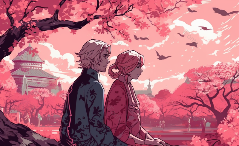 卡通情侣情人节节日日式背景,插画/手绘图,插画/手绘图库,插画/手绘图下载,插画/手绘